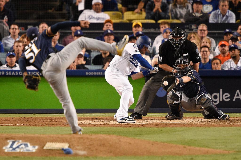 Brewers vs Dodgers matchup in the MLB National League Championship Series.